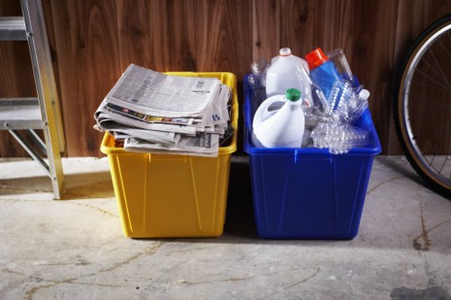 Waste removal trucks servicing Hackbridge streets