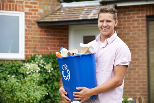 Various types of business waste ready for recycling